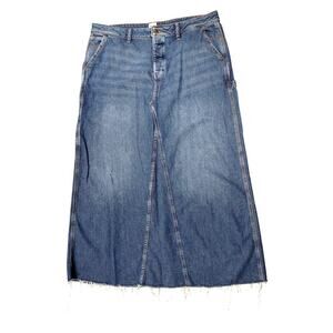 Vintage Lee Denim Maxi Skirt HD 1889 Workwear Button Fly Light Wash Women’s 10